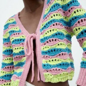 NWT STRIPED KNIT MULTI COLOR CARDIGAN